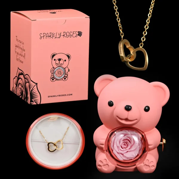 sparkly-roses-eternal-rose-bear-w-engraved-necklace-pink-gold-43432070119668 Eternal Rose Bear W/ Engraved Necklace